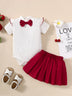 Baby Girl Ribbed Bodysuit and Pleated Skirt Set - Minihomy