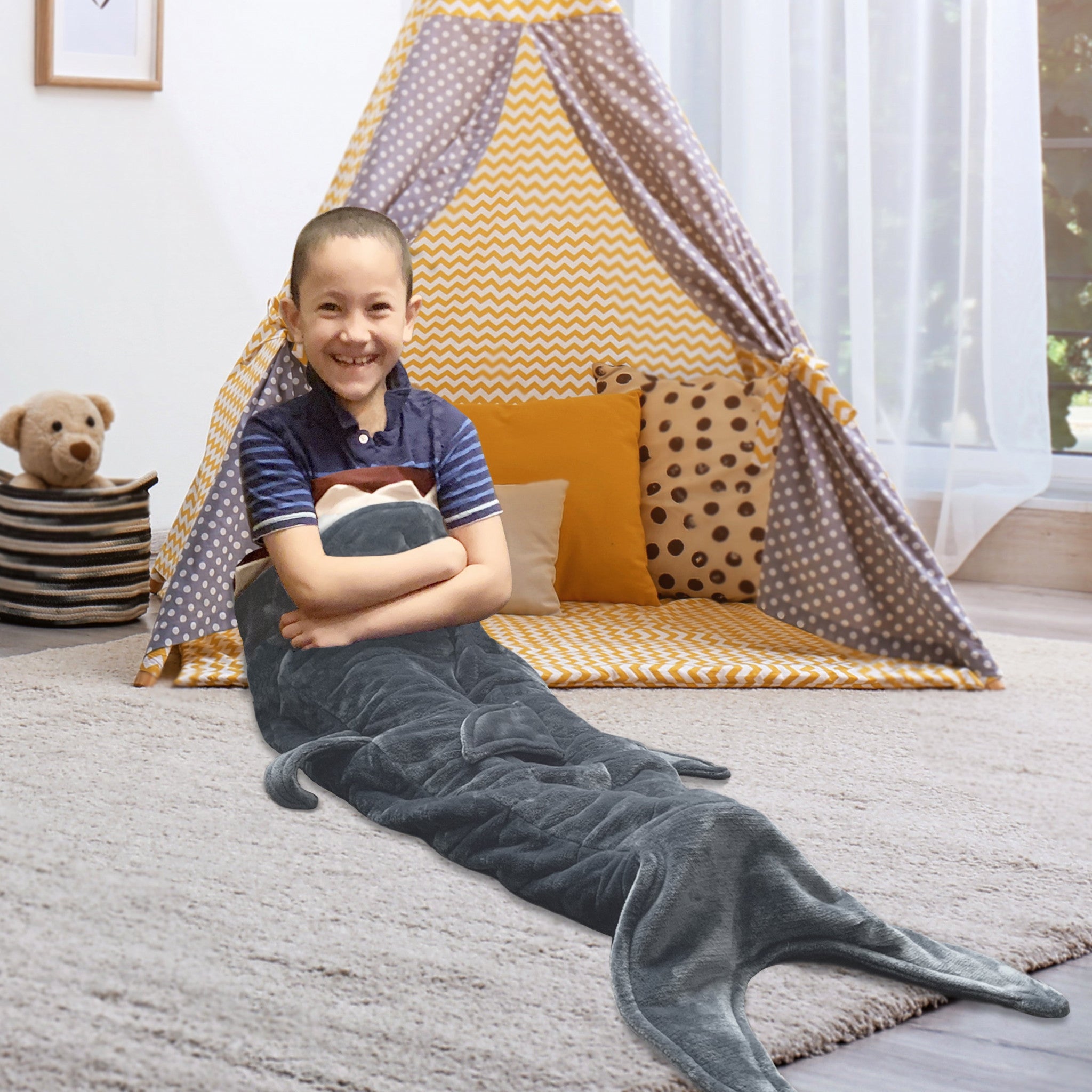 Grey Shark Weighted Throw Blanket - Minihomy