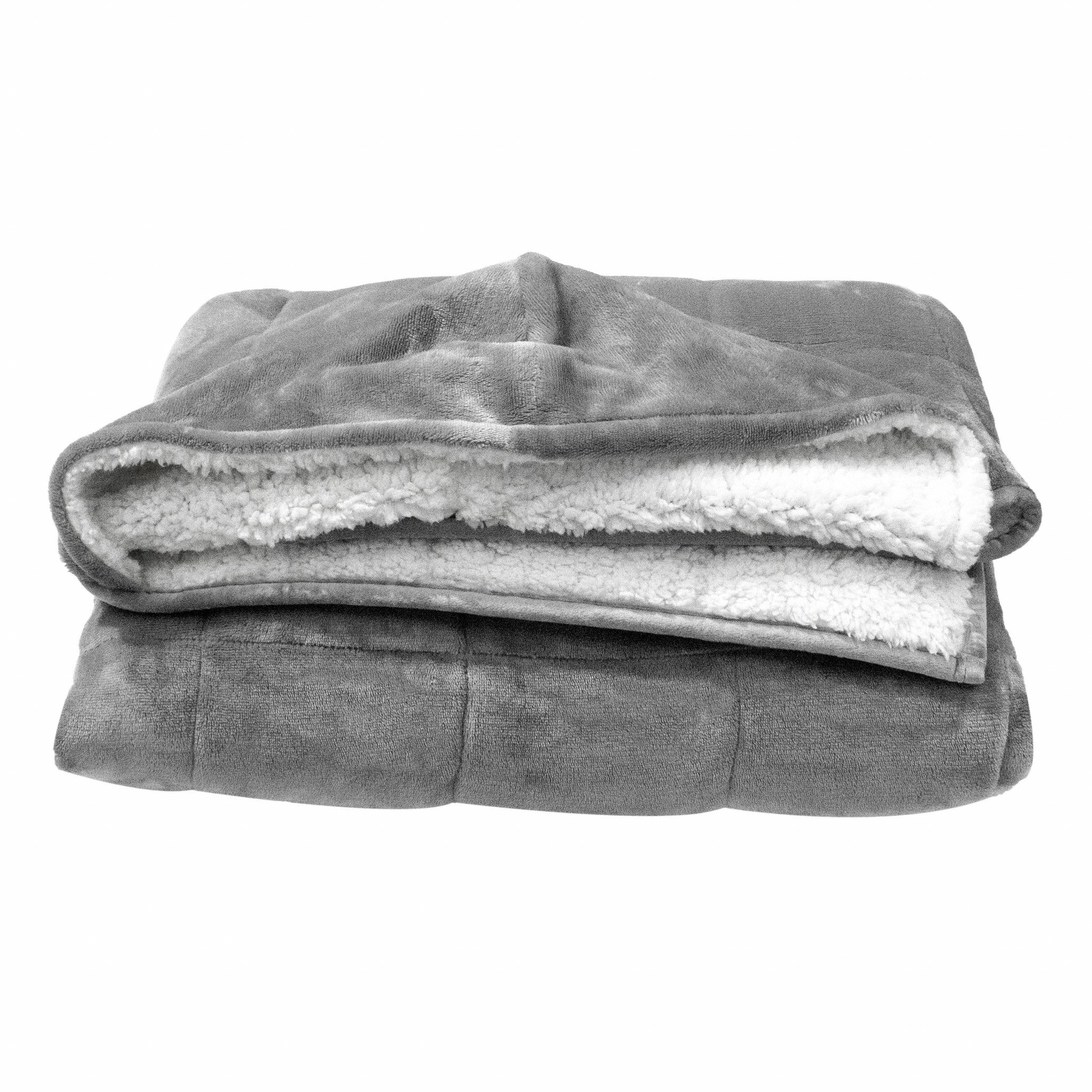 Grey Deluxe Hooded Weighted Velvet Throw Blanket - Minihomy