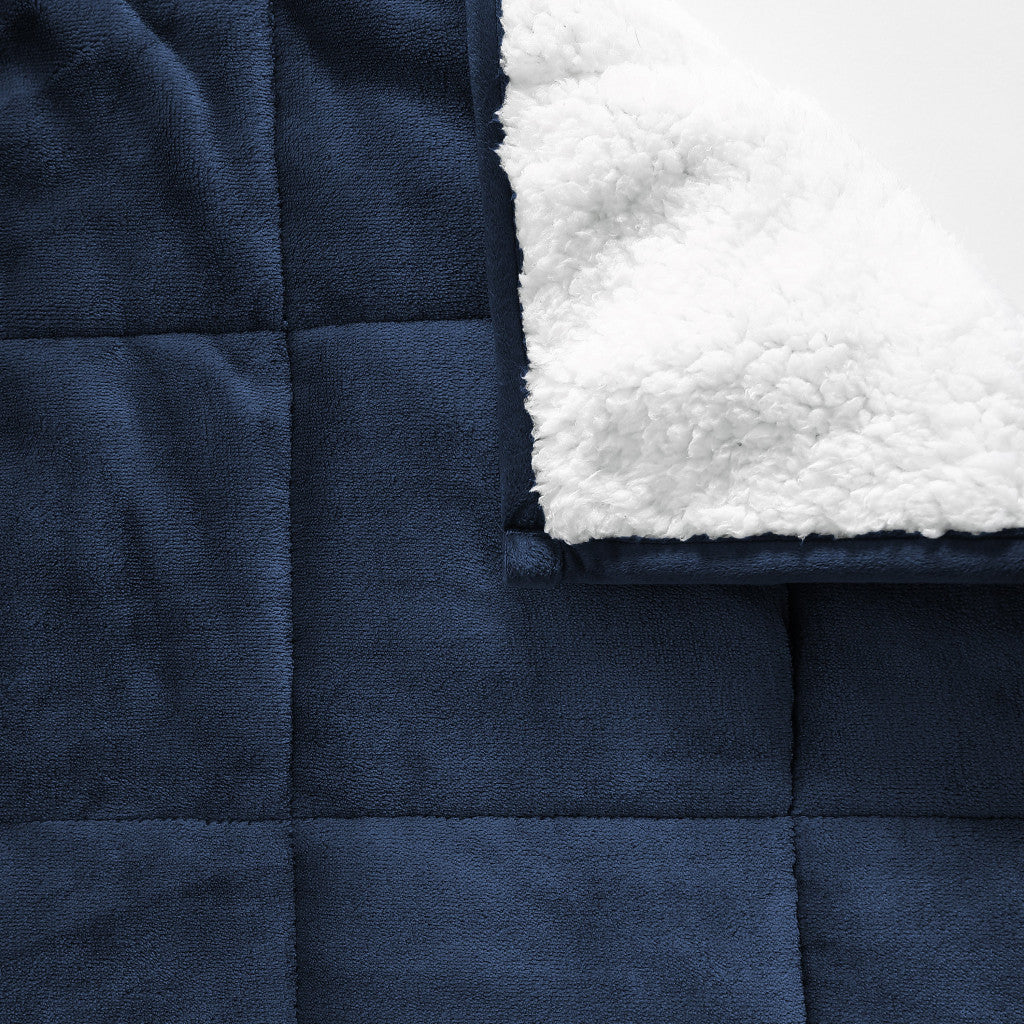 Navy Deluxe Hooded Weighted Velvet Throw Blanket - Minihomy