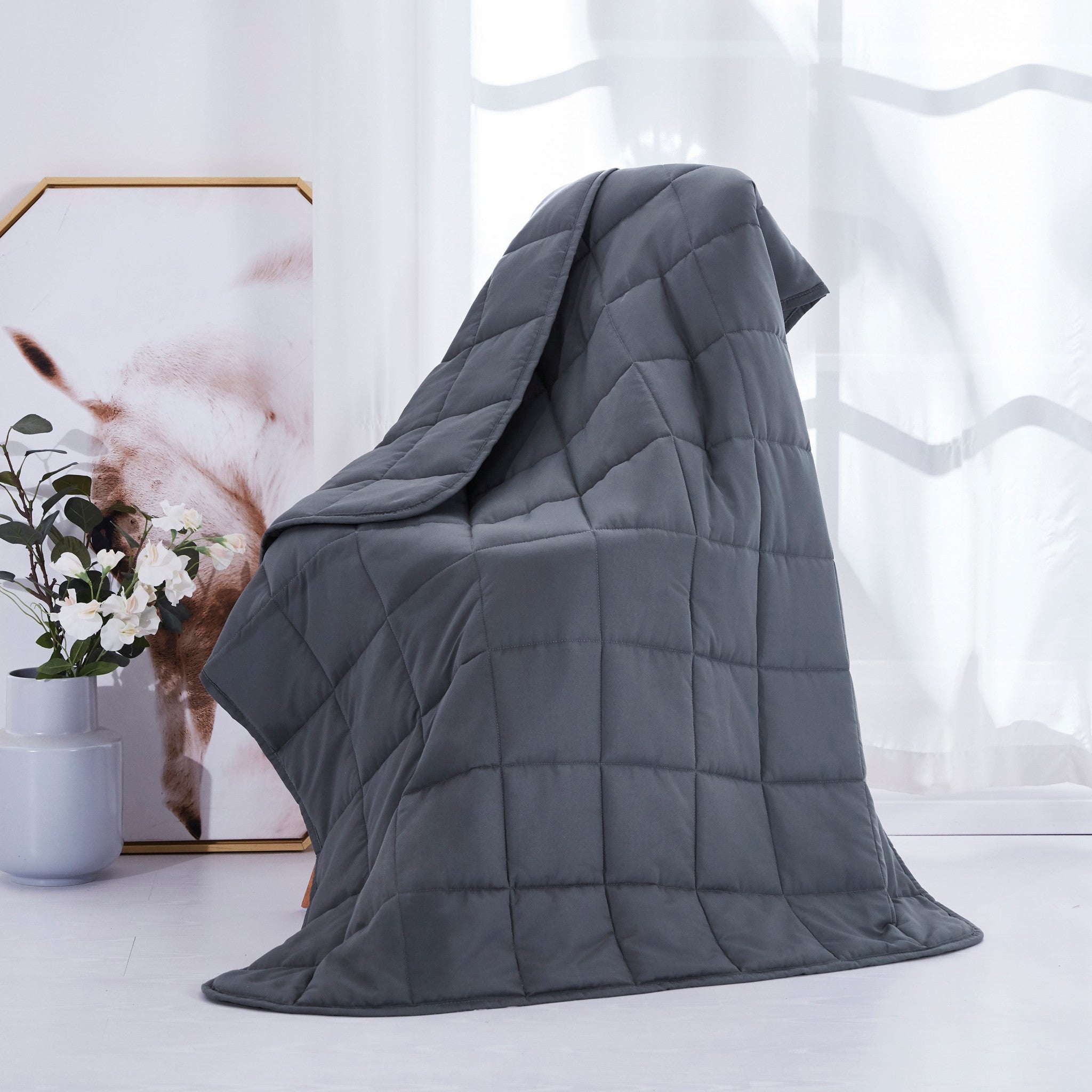 Grey Travel Weight Microfiber Throw Blanket - Minihomy