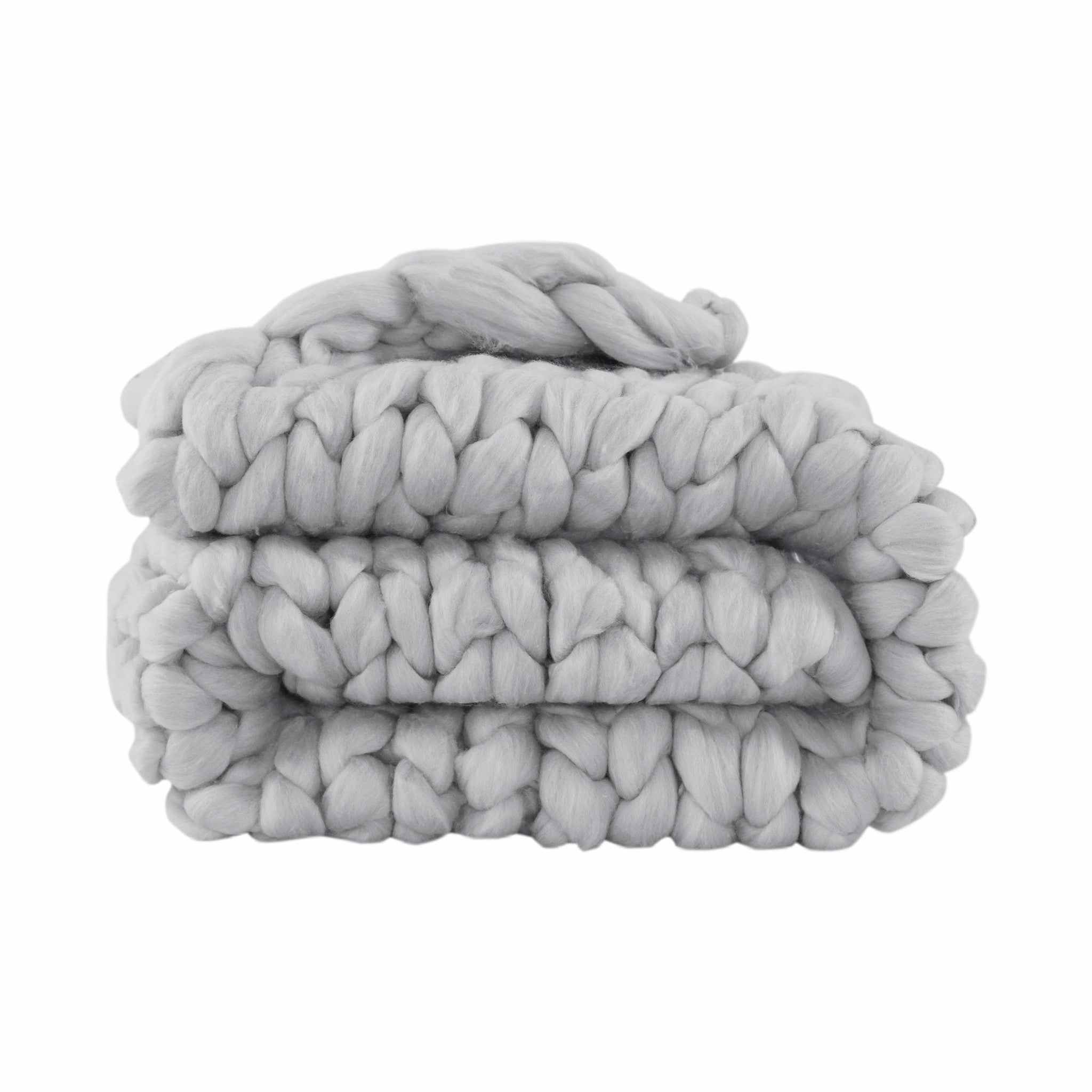 Light Grey Boho Chunky Knit Throw Blanket - Minihomy