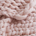 Pink Boho Chunky Knit Throw Blanket - Minihomy