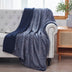 Navy Blue Reversible Velvet and Sherpa Throw Blanket - Minihomy