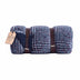 Navy Blue Reversible Velvet and Sherpa Throw Blanket - Minihomy