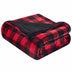 Buffalo Red Black Reversible Velvet and Sherpa Throw Blanket - Minihomy