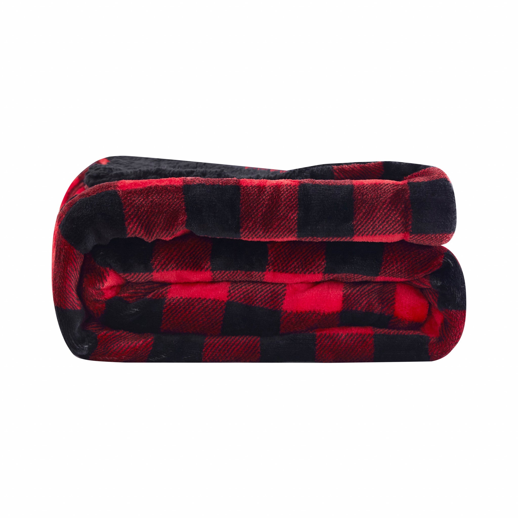 Buffalo Red Black Reversible Velvet and Sherpa Throw Blanket - Minihomy