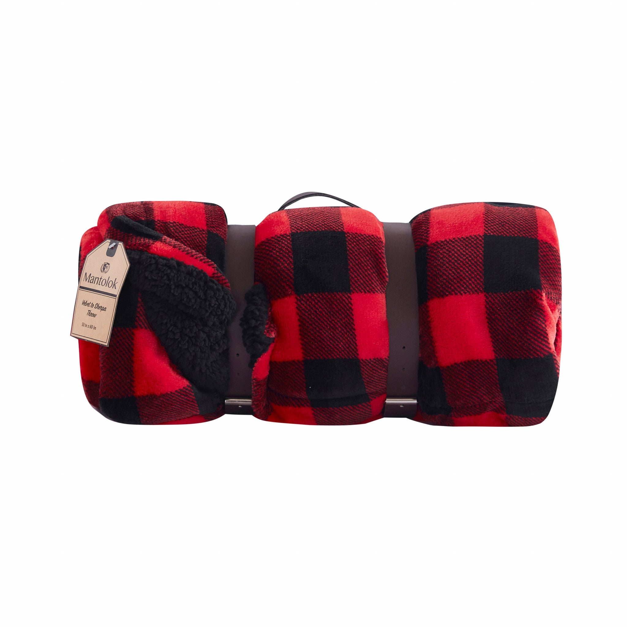 Buffalo Red Black Reversible Velvet and Sherpa Throw Blanket - Minihomy