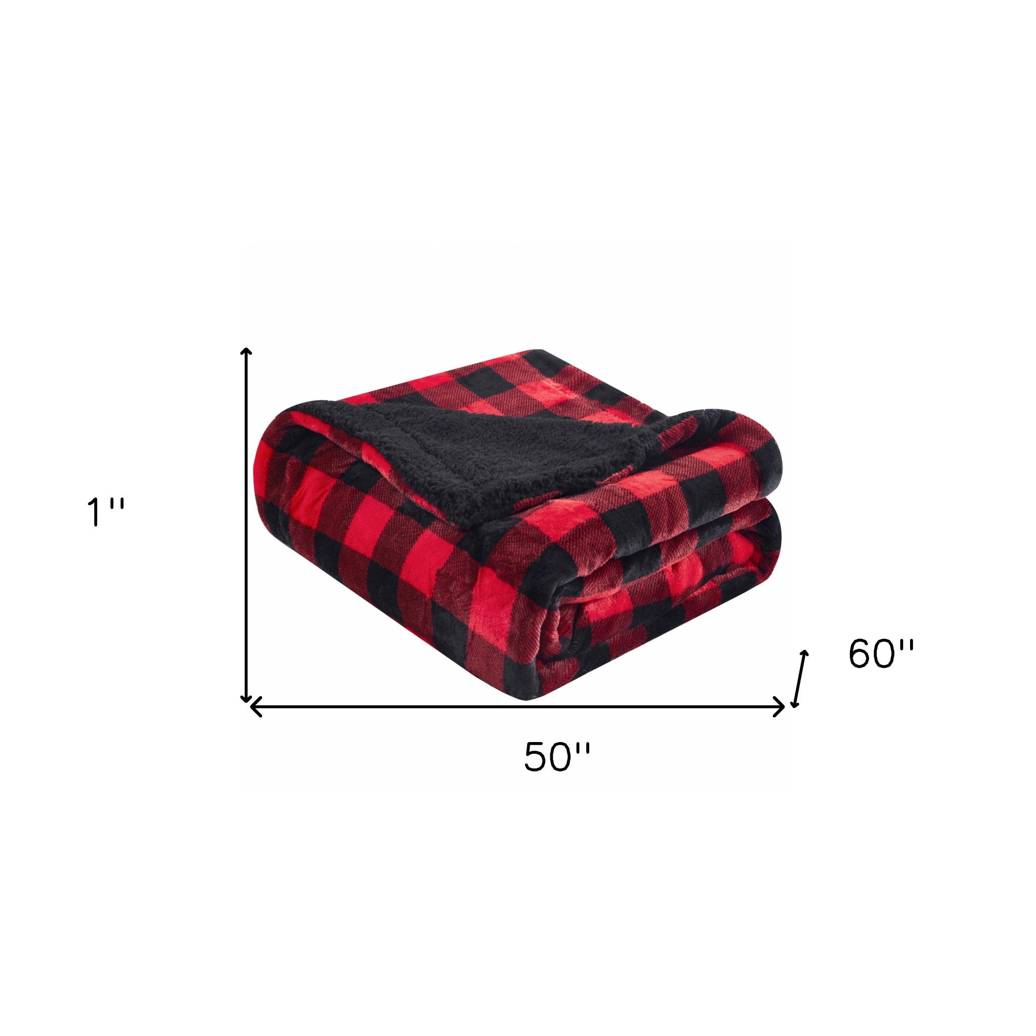 Buffalo Red Black Reversible Velvet and Sherpa Throw Blanket - Minihomy