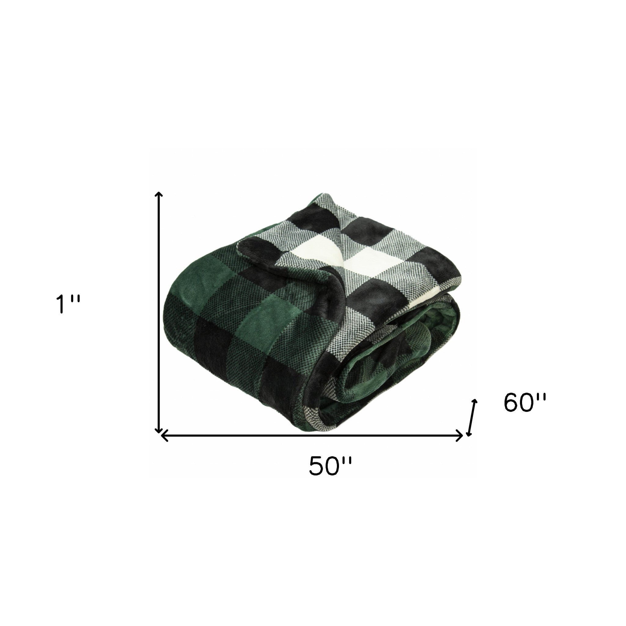 Buffalo Black Green Printed Velvet and Velvet Throw Blanket - Minihomy