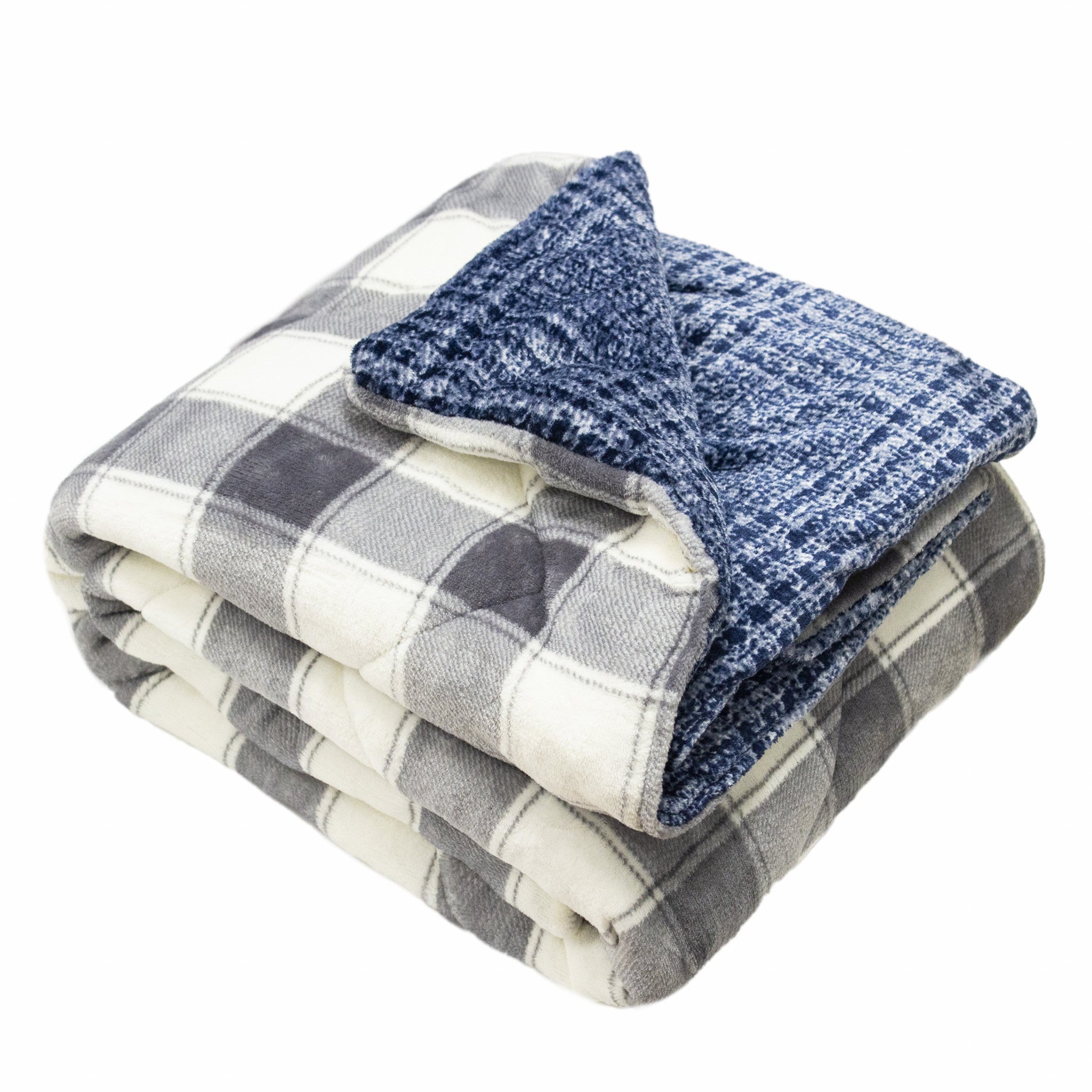 Buffalo Grey Printed Velvet and Velvet Throw Blanket - Minihomy