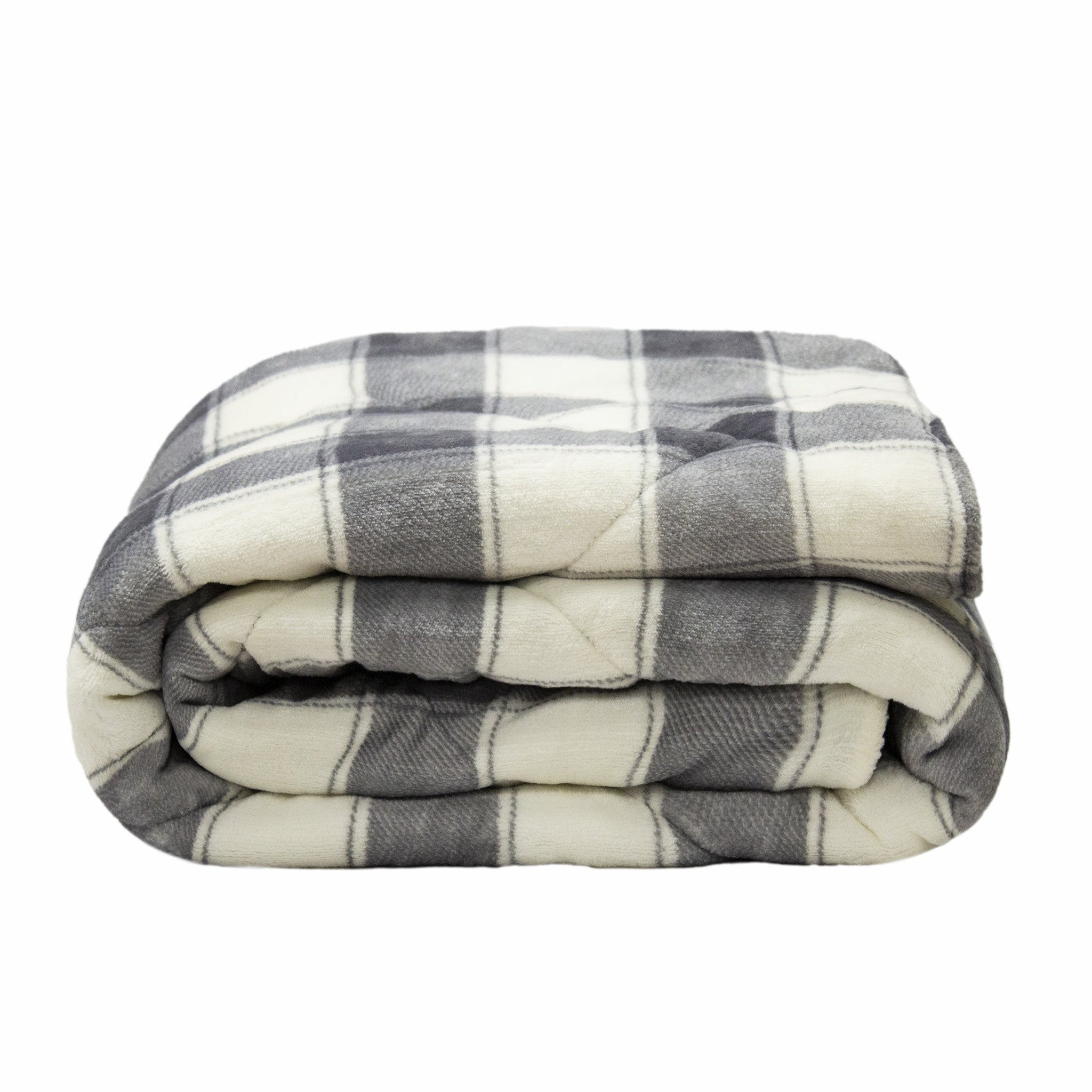 Buffalo Grey Printed Velvet and Velvet Throw Blanket - Minihomy