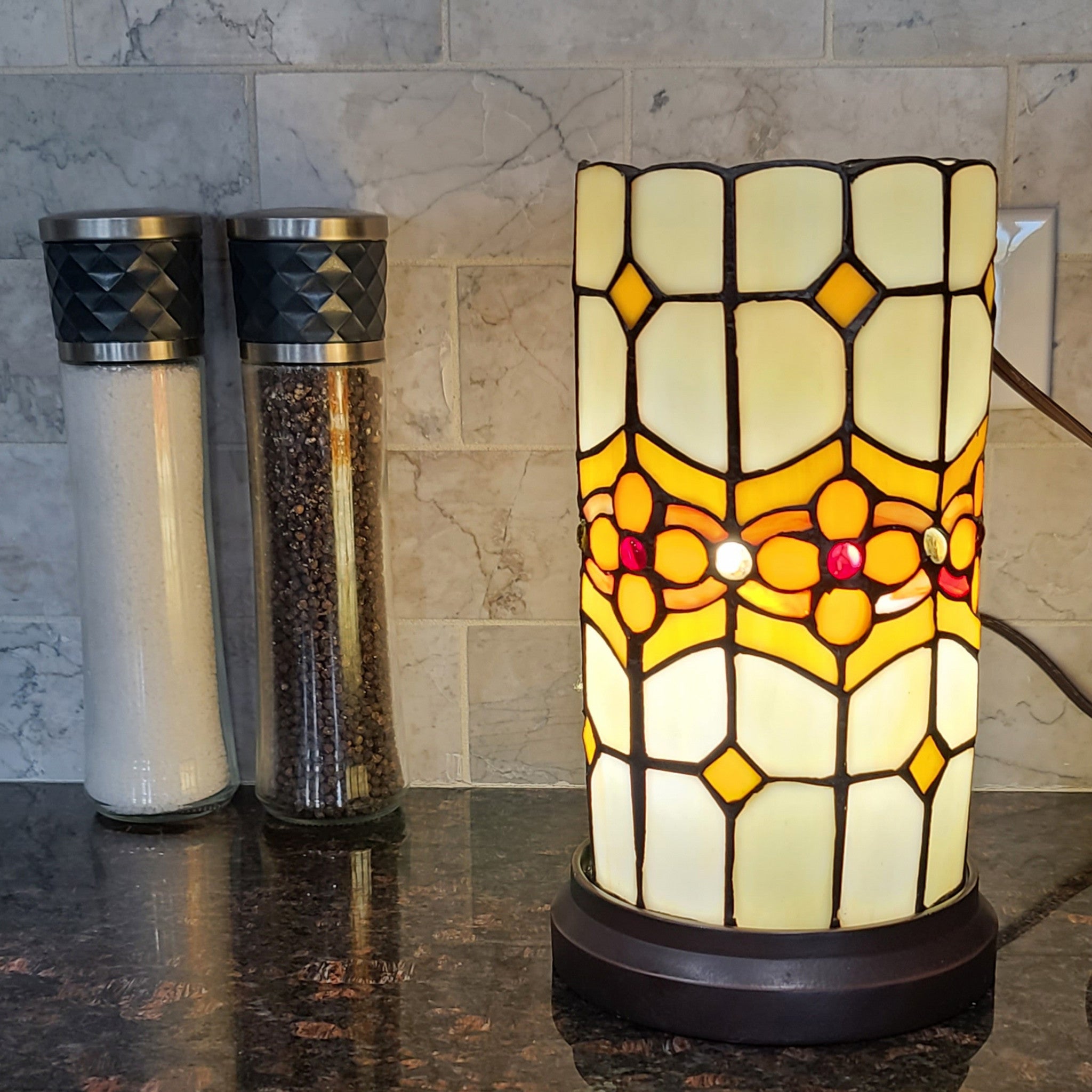 11" Tiffany Style Mosaic Tile Accent Table Lamp - Minihomy