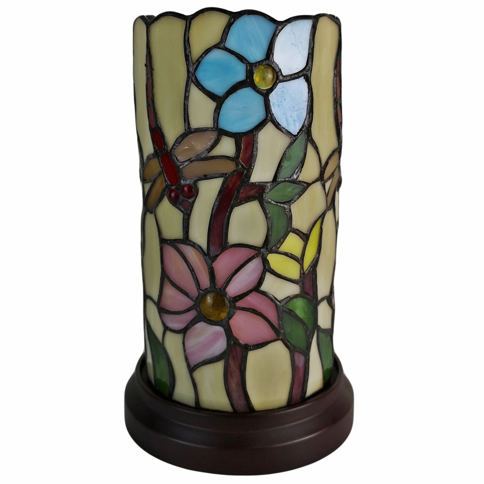 11" Tiffany Style Red Dragonfly Accent Table Lamp - Minihomy