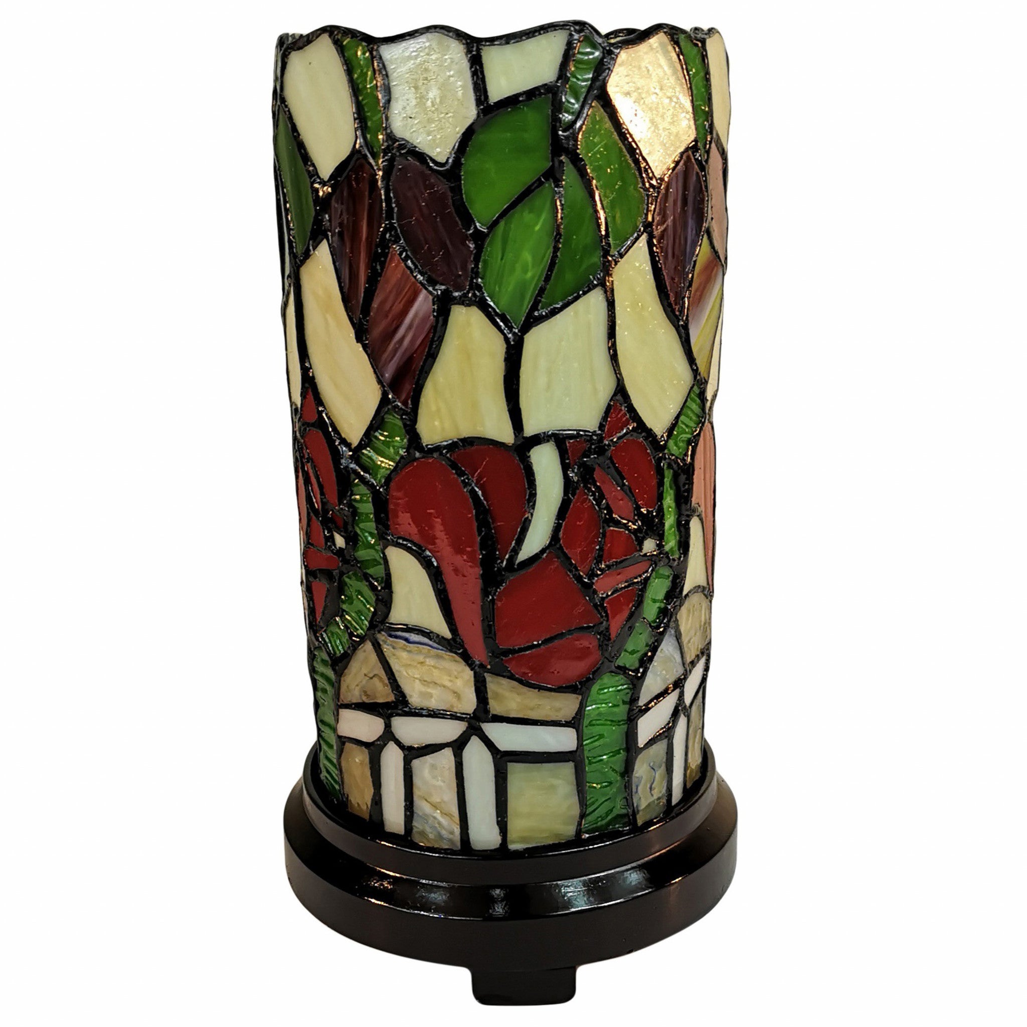 11" Tiffany Style Red Floral Accent Table Lamp - Minihomy