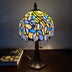 15" Tiffany Style Blue Floral Table Lamp - Minihomy