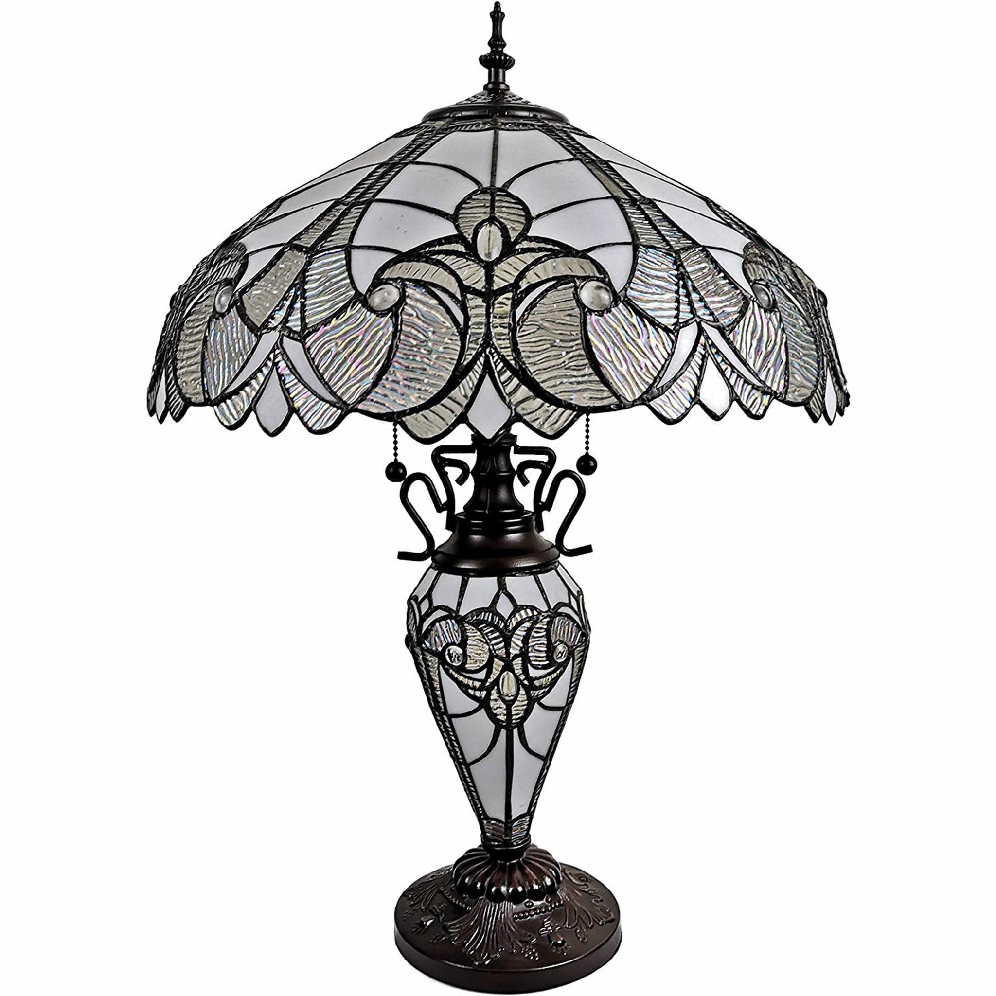 23" Stained Glass Two Light Flowery Vintage Table Lamp - Minihomy