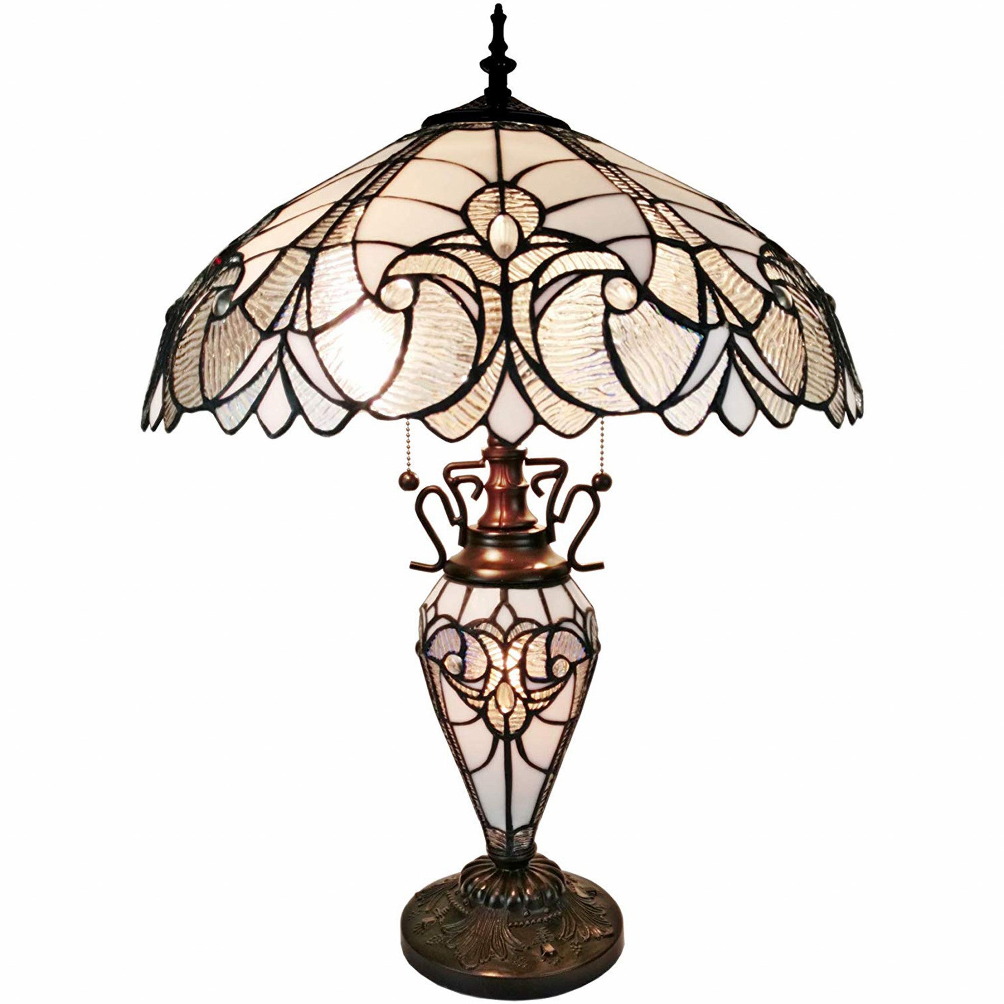 23" Stained Glass Two Light Flowery Vintage Table Lamp - Minihomy