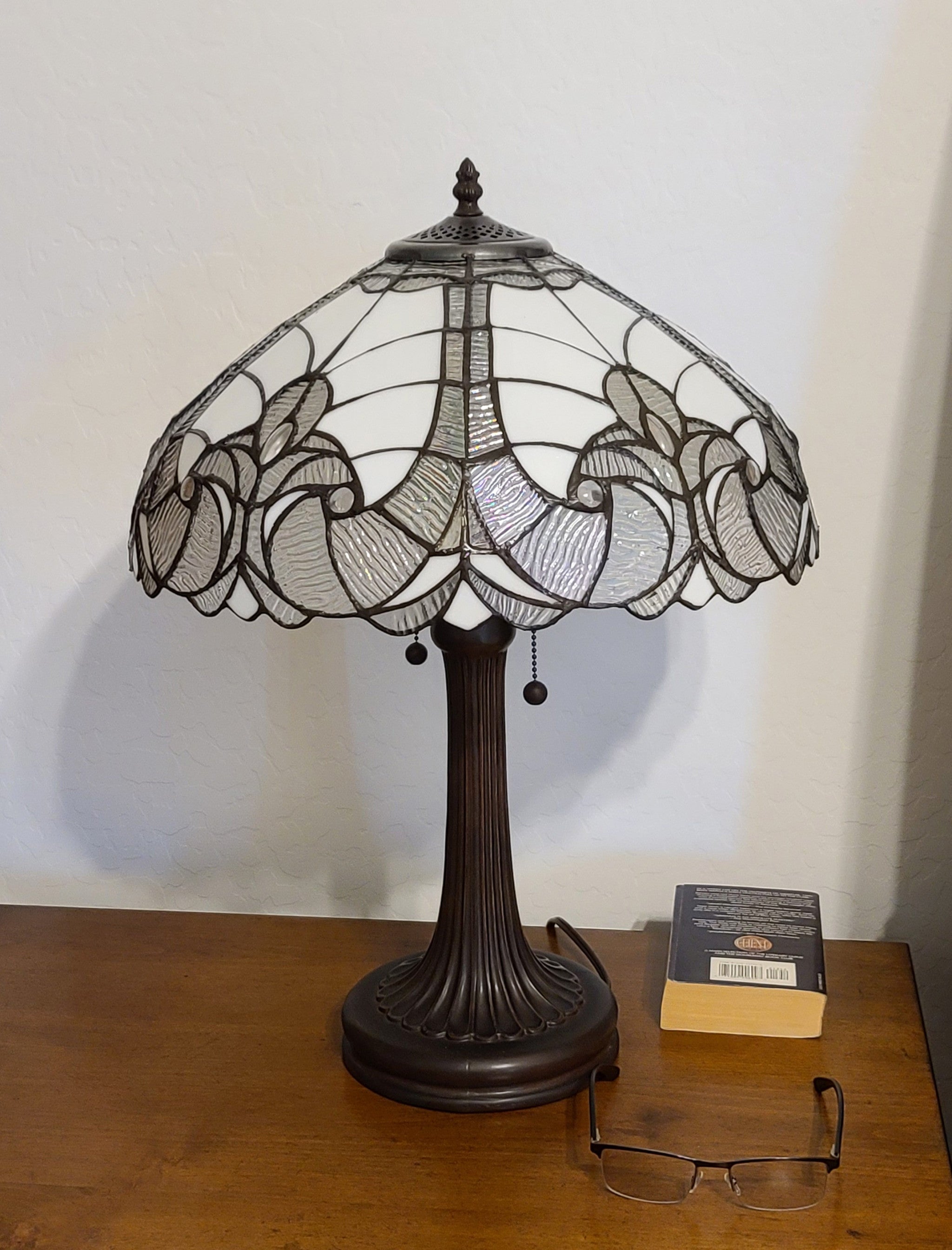 23" Stained Glass Two Light Vintage Antique Accent Table Lamp - Minihomy