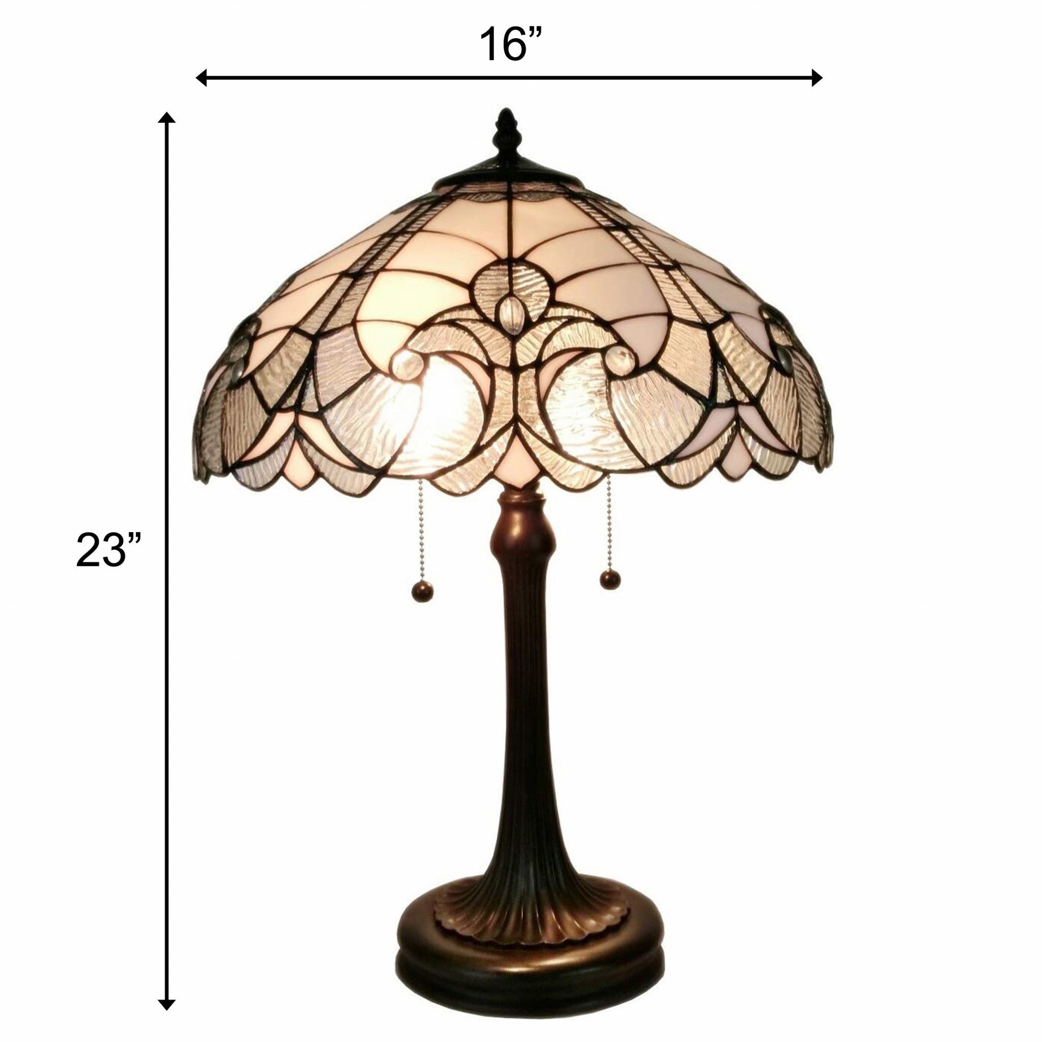 23" Stained Glass Two Light Vintage Antique Accent Table Lamp - Minihomy