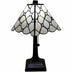 15" Tiffany Style White Stained Glass with Crystals Table Lamp - Minihomy