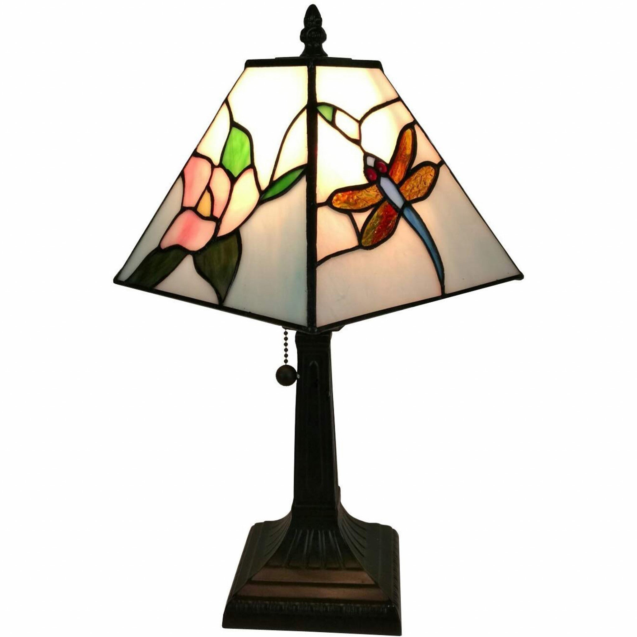 15" Tiffany Style Floral Dragonflies Table Lamp - Minihomy