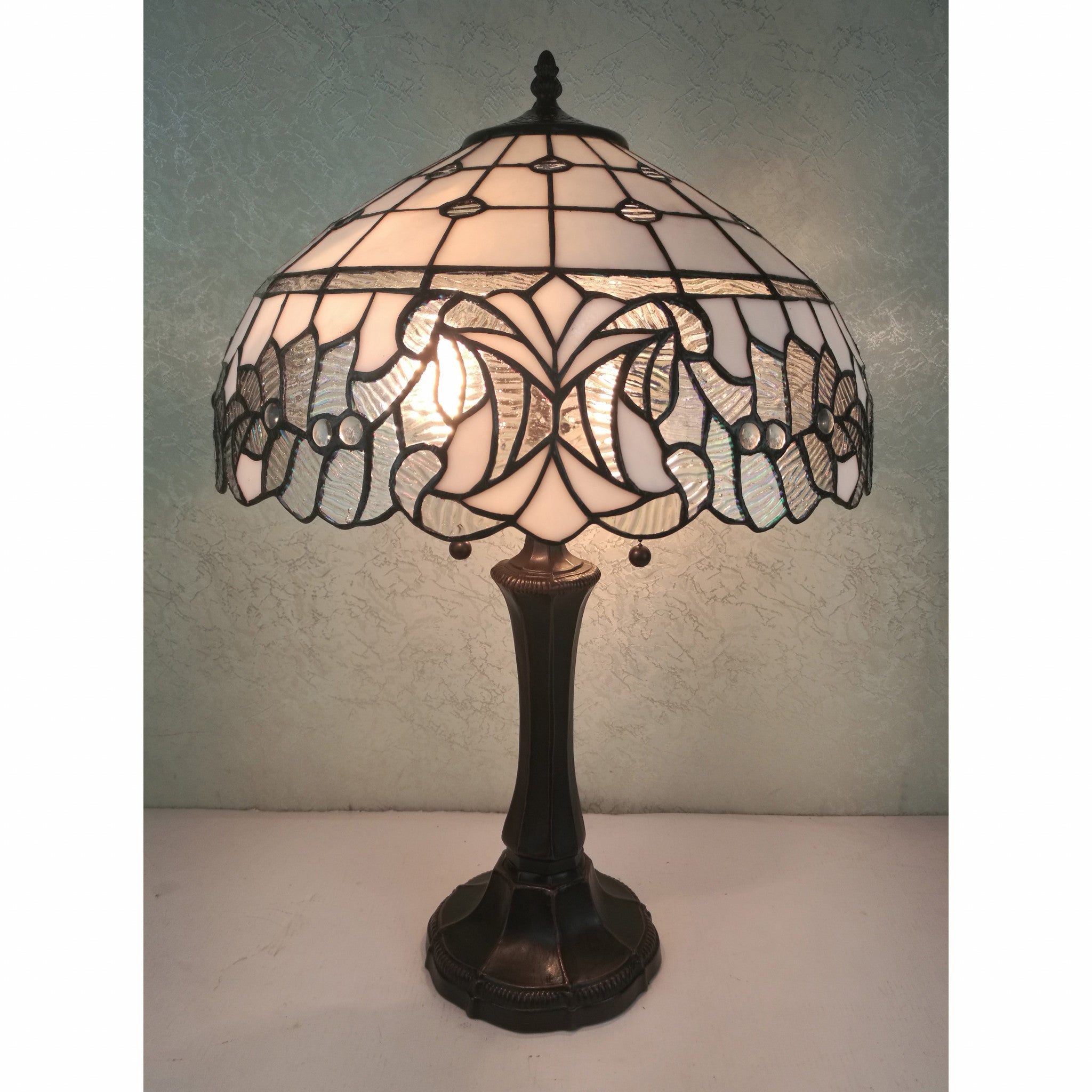 23" Stained Glass Two Light Vintage Antique Table Lamp - Minihomy