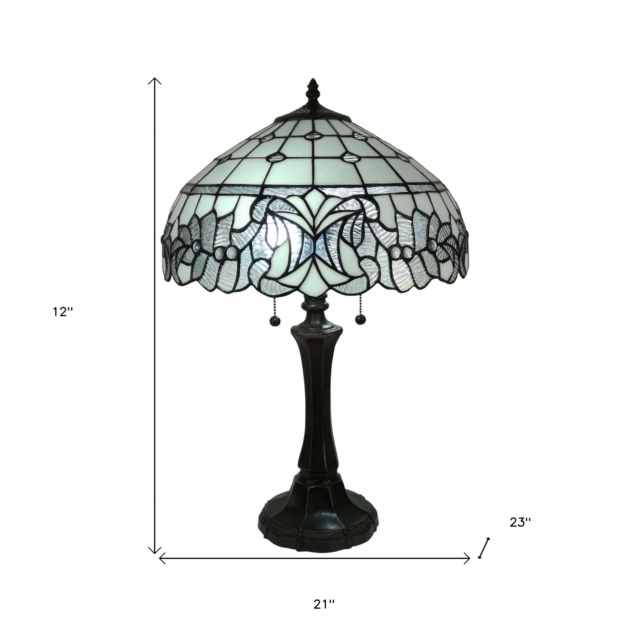 23" Stained Glass Two Light Vintage Antique Table Lamp - Minihomy