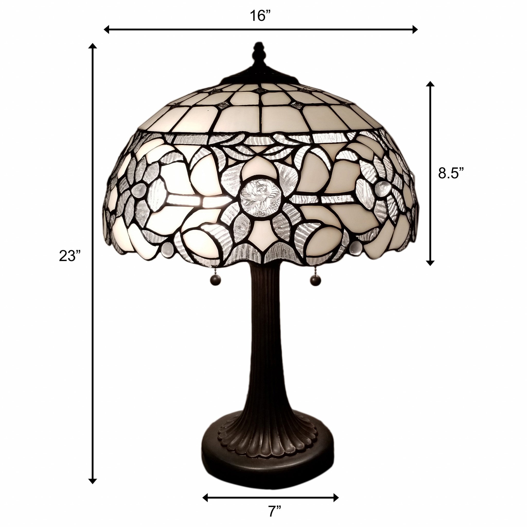 23" Stained Glass Two Light Jeweled Vintage Accent Table Lamp - Minihomy