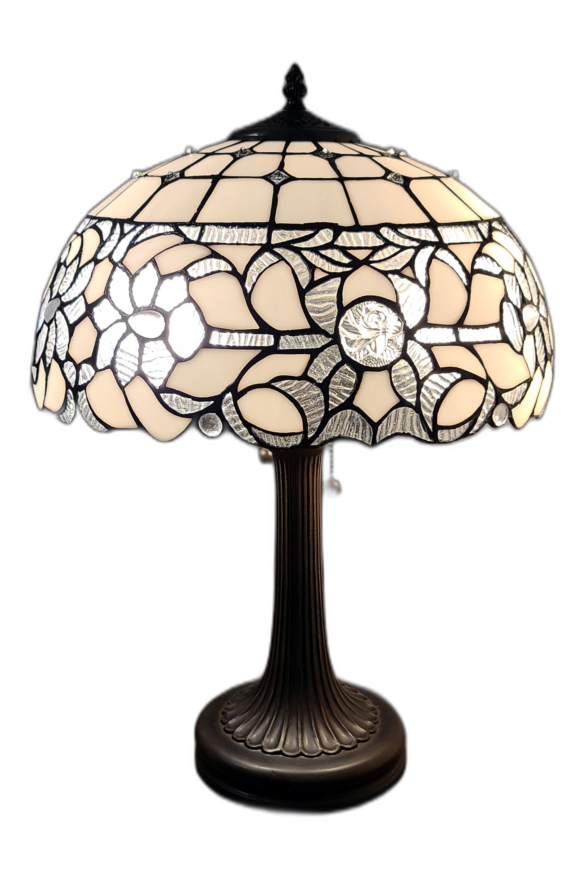 23" Stained Glass Two Light Jeweled Vintage Accent Table Lamp - Minihomy