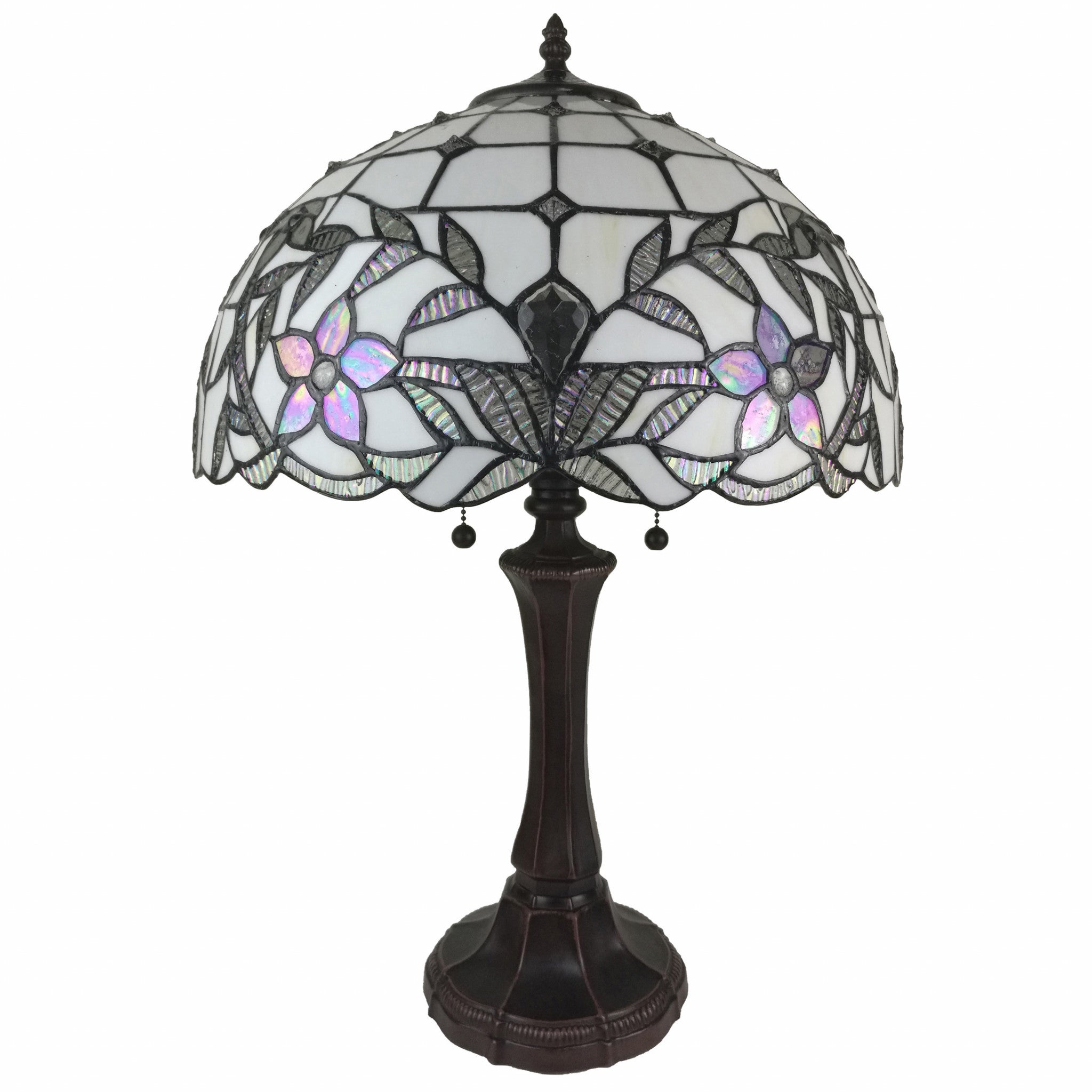 23" Stained Glass Two Light Flowery Vintage Accent Table Lamp - Minihomy