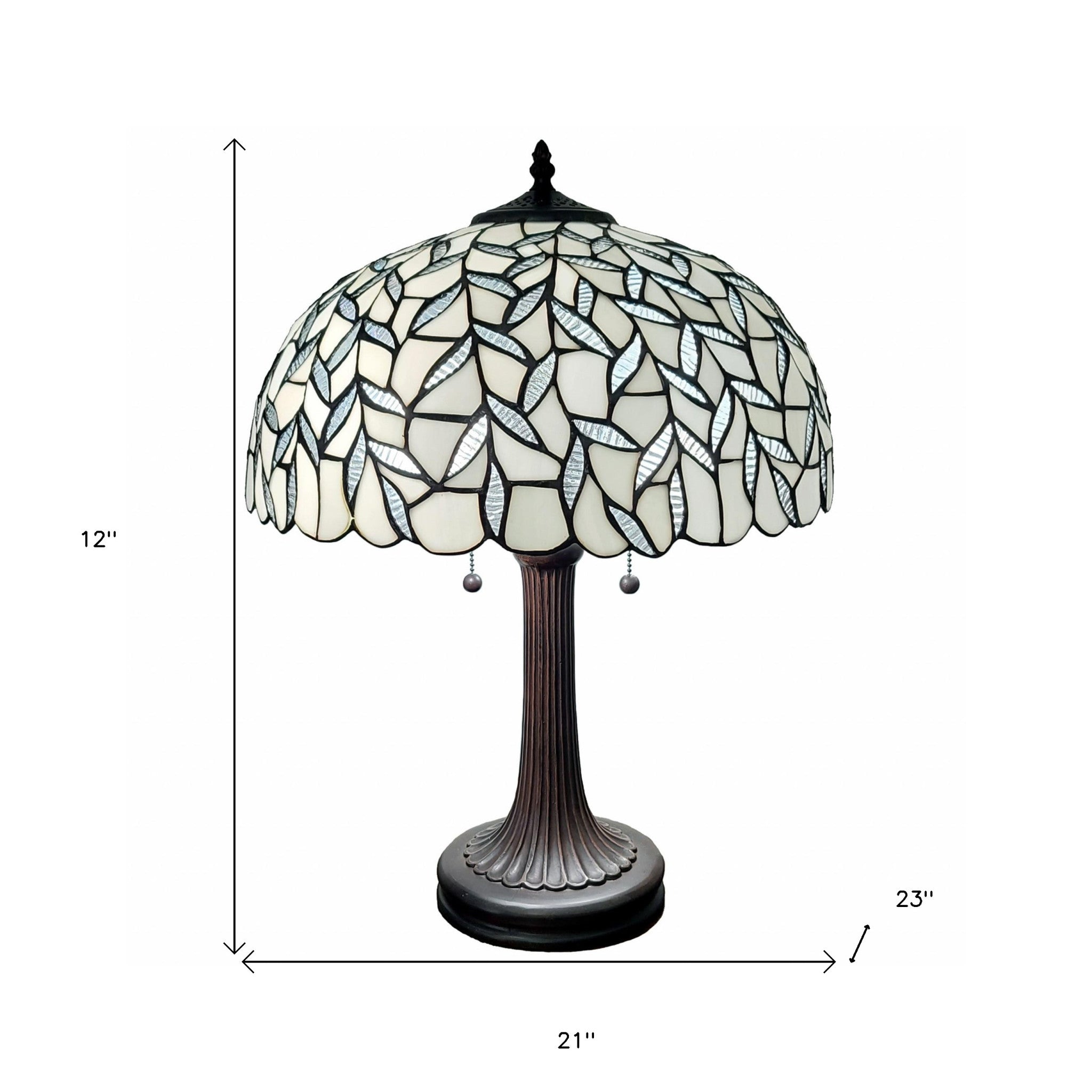 24" Stained Glass Leafy Vintage Accent Table Lamp - Minihomy