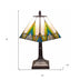 15" Tiffany White Yellow and Blue Mission Style  Table Lamp - Minihomy