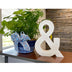 16" Distressed White Wash Wooden Initial Ampersand Sculpture - Minihomy