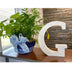 16" Distressed White Wash Wooden Initial Letter G Sculpture - Minihomy