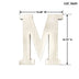 16" Distressed White Wash Wooden Initial Letter M Sculpture - Minihomy