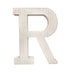 16" Distressed White Wash Wooden Initial Letter R Sculpture - Minihomy