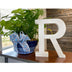 16" Distressed White Wash Wooden Initial Letter R Sculpture - Minihomy