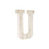 16" Distressed White Wash Wooden Initial Letter U Sculpture - Minihomy