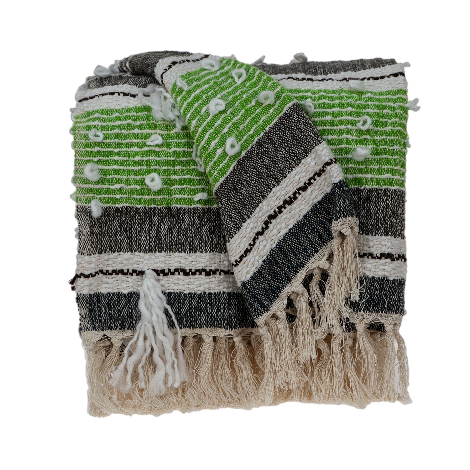 Beige And Black Woven Wool Solid Color Reversable Throw - Minihomy