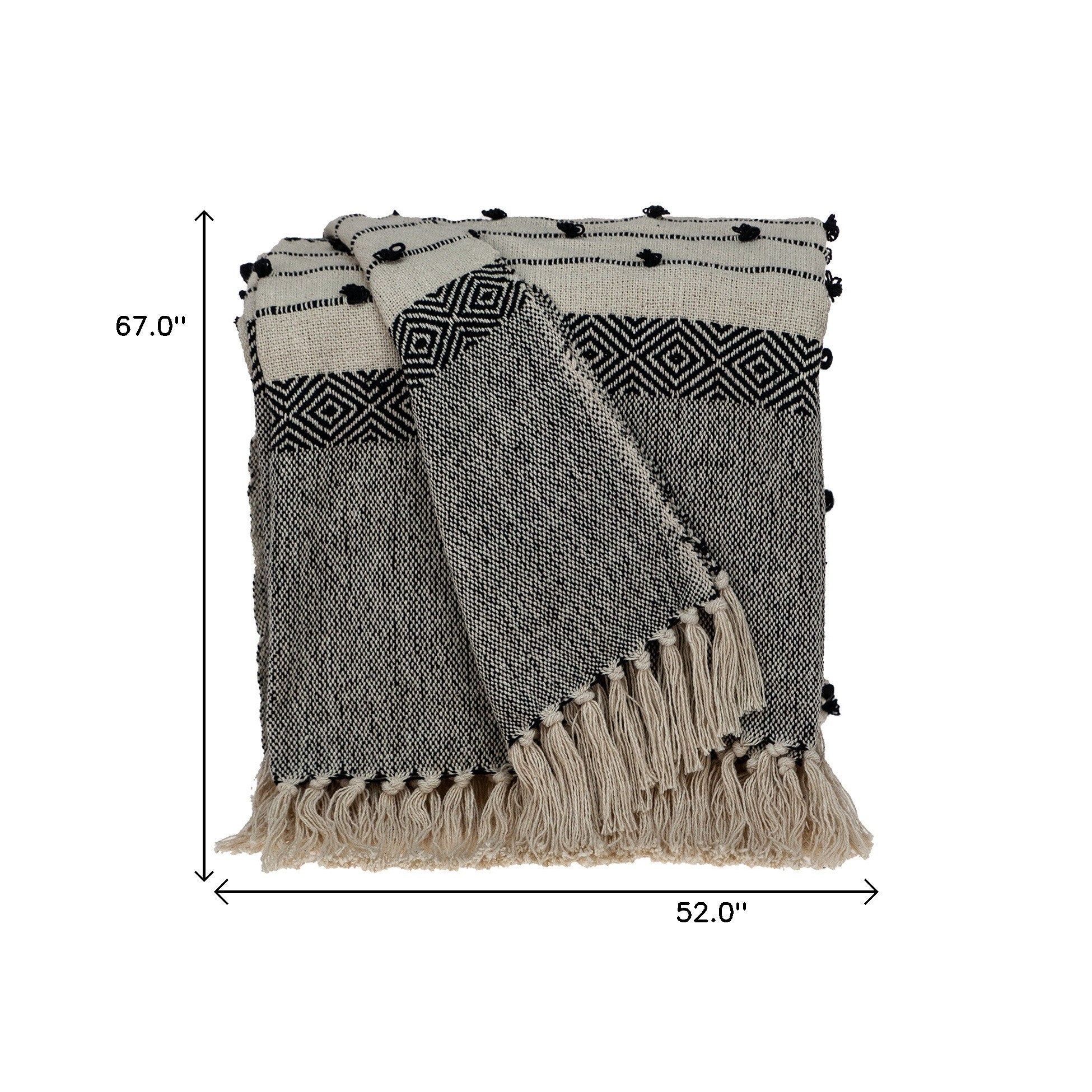 Beige And Black Woven Wool Solid Color Reversable Throw - Minihomy