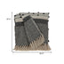 Beige And Black Woven Wool Solid Color Reversable Throw - Minihomy