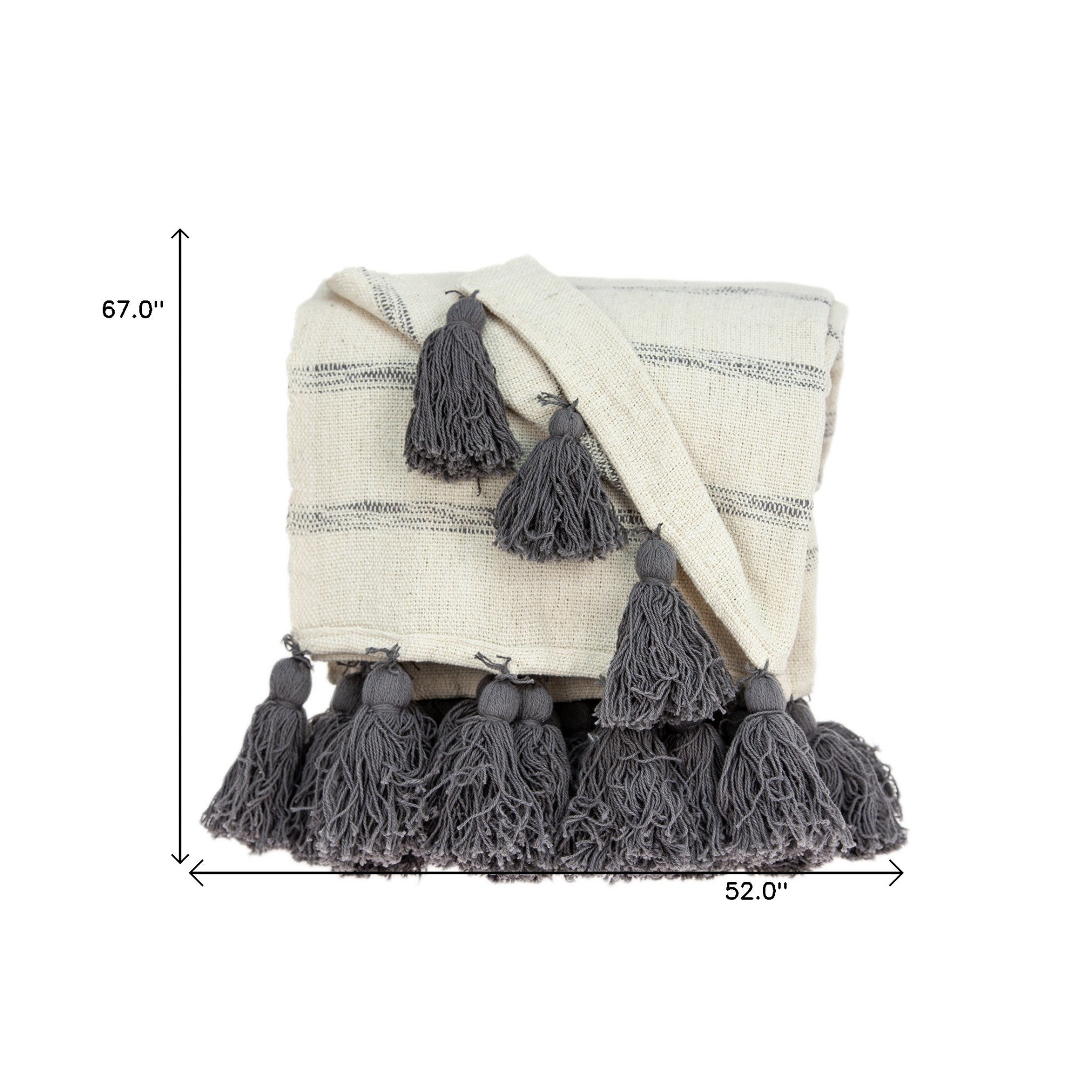 Off White Woven Cotton Solid Color Reversable Throw - Minihomy