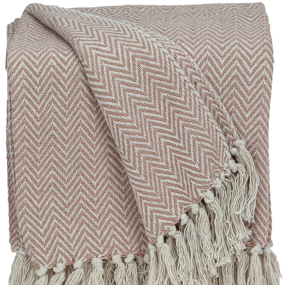 Pink Woven Cotton Solid Color Reversable Throw - Minihomy