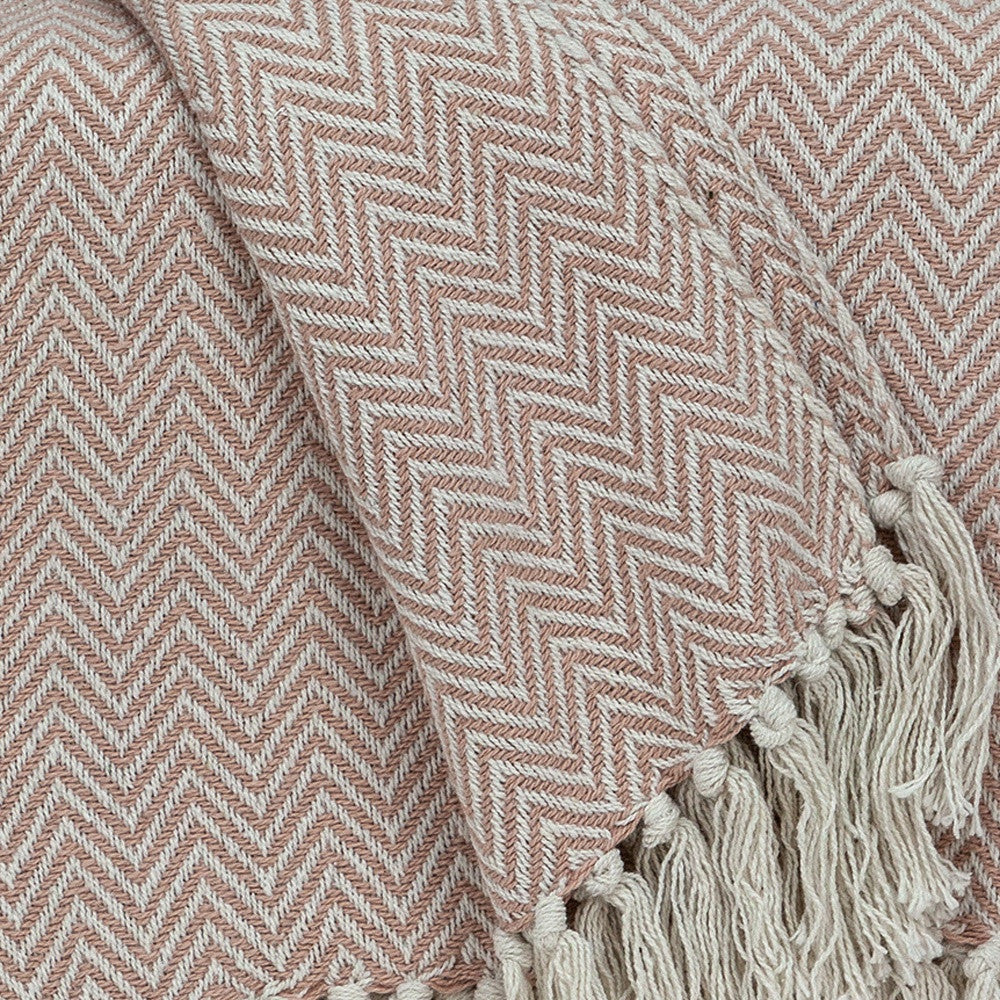 Pink Woven Cotton Solid Color Reversable Throw - Minihomy