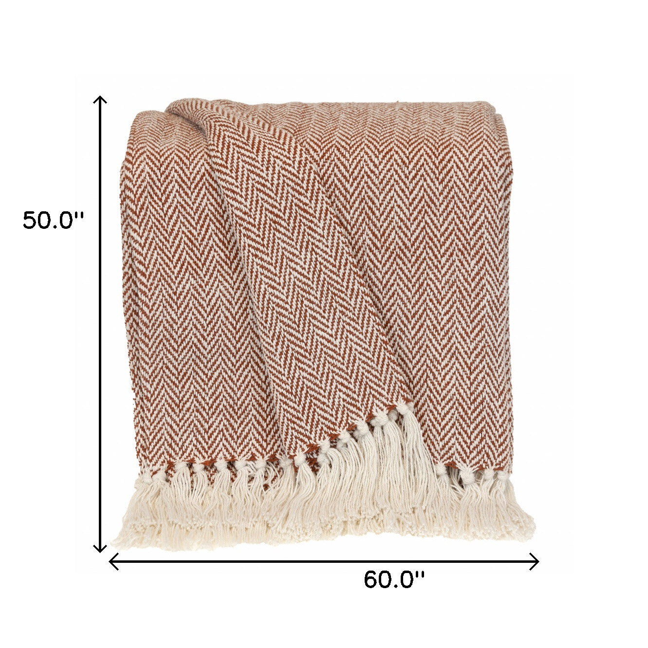 Parkland Collection Transitional Herringbone Rust Rectangle 50" x 60" Throw - Minihomy