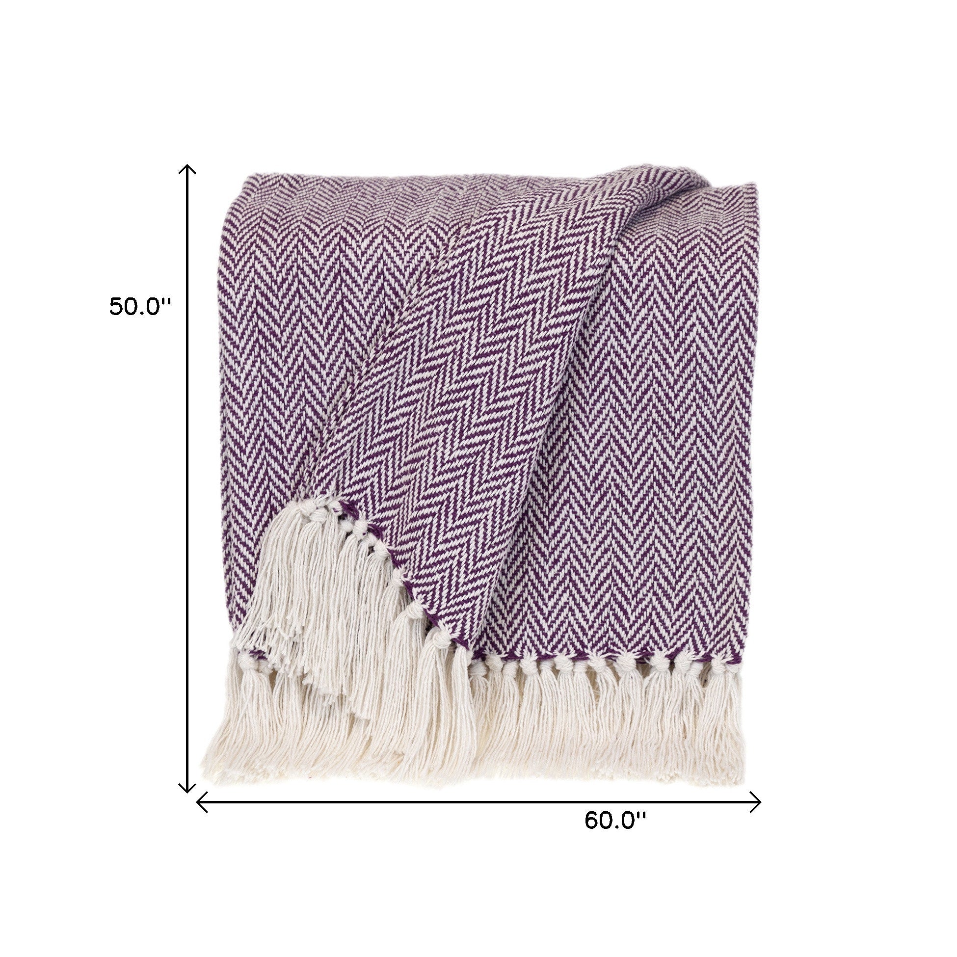 Parkland Collection Transitional Herringbone Purple Rectangle 50" x 60" Throw - Minihomy