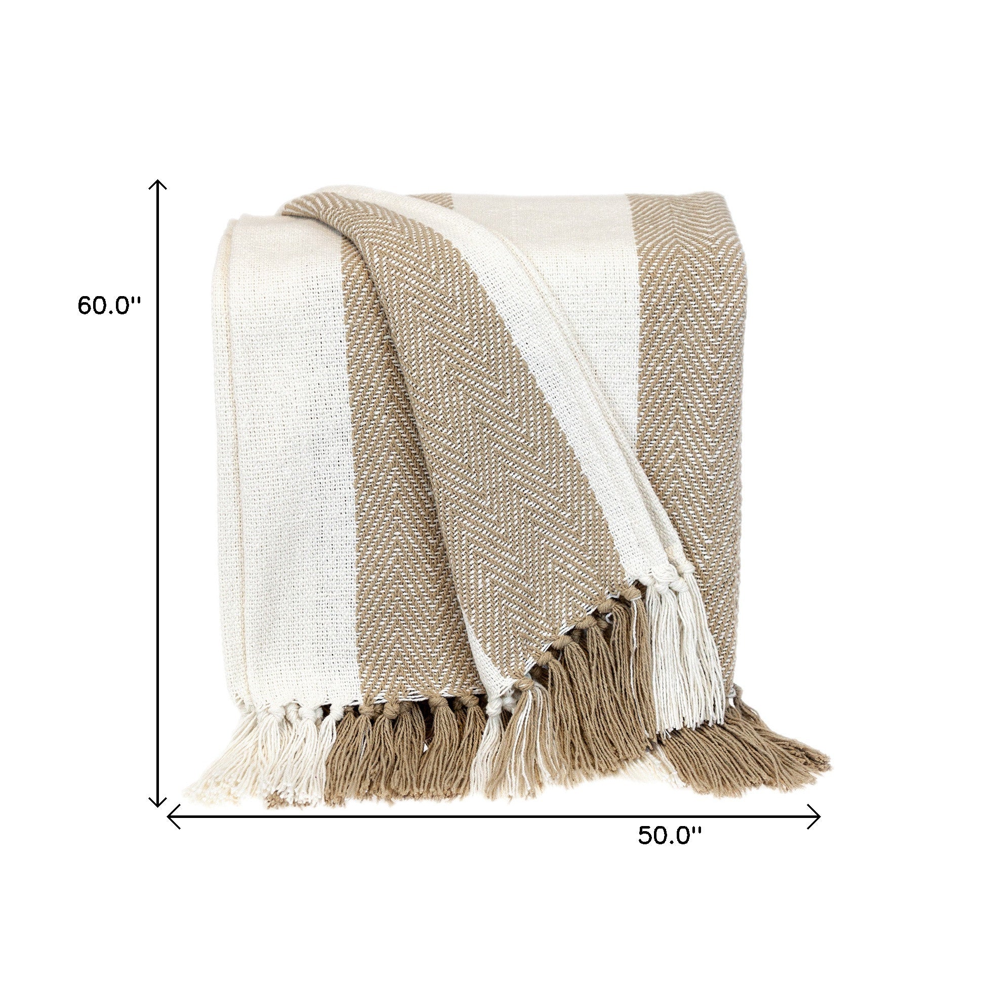 Parkland Collection Transitional Stripe Beige Rectangle 60" x 50" Throw - Minihomy