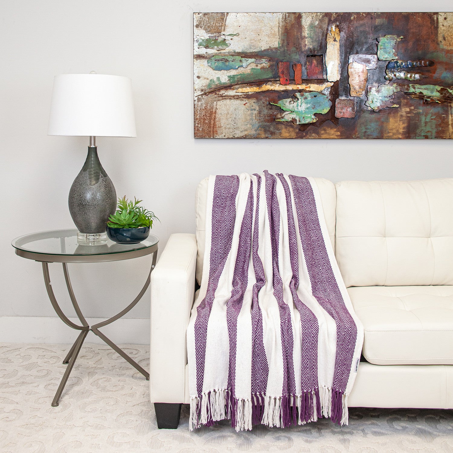 Parkland Collection Transitional Stripe Purple Rectangle 60" x 50" Throw - Minihomy