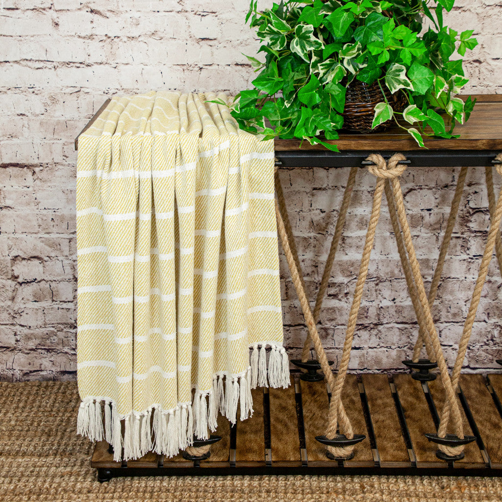 Parkland Collection Transitional Stripe Yellow Rectangle 50" x 60" Throw - Minihomy